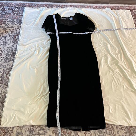 Vtg Y2K 2000s Black Velvet Sweetheart Neckline Dress 14 Whimsygoth Fairy Grunge - Picture 8 of 8